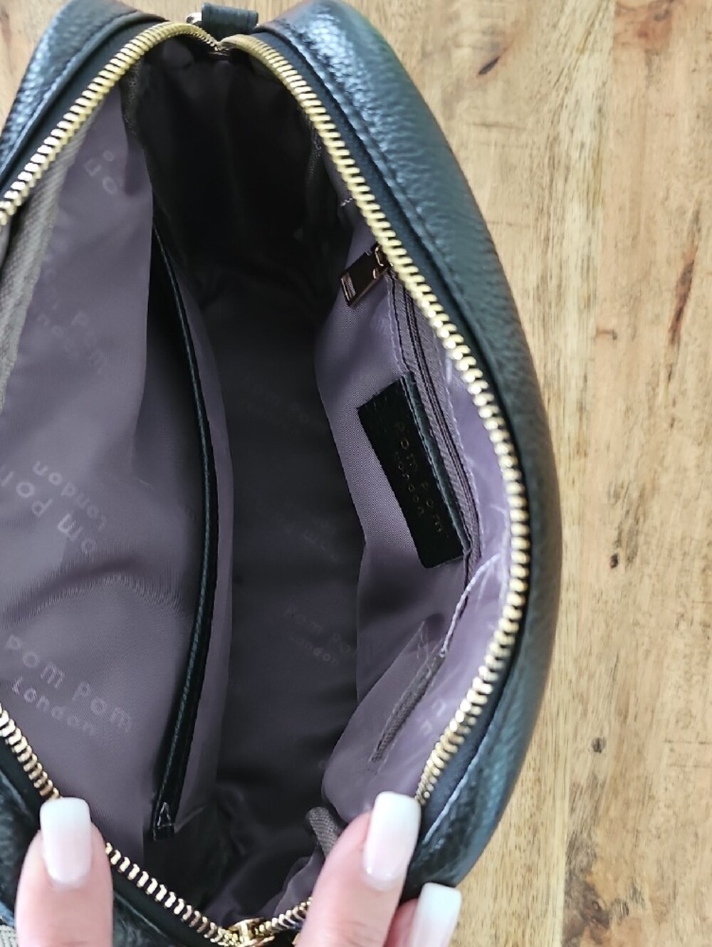 Black Quilted Crossbody Bag with Patterned Strap - Picture 5 of 5